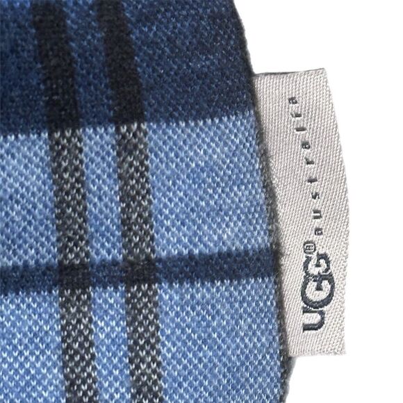 UGG Australia Kalib Blue Plaid Sherpa Lined Robe Men’s Size L - Picture 7 of 10